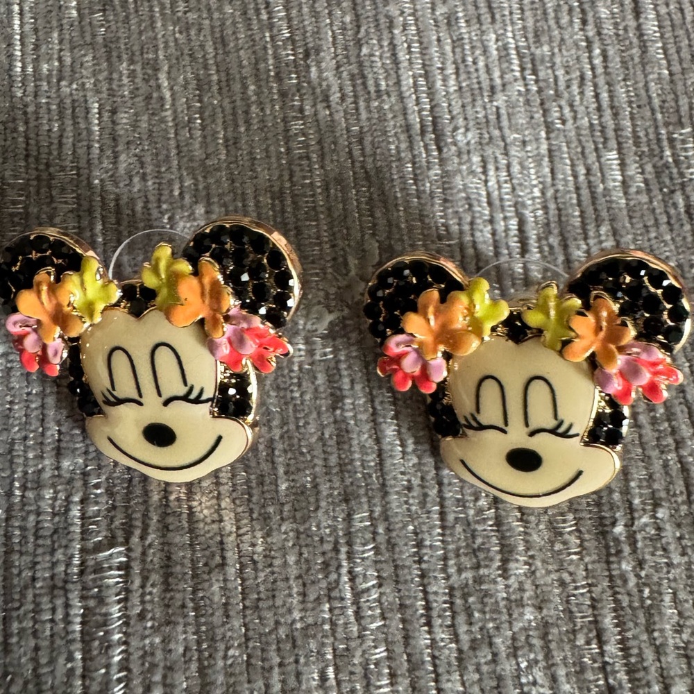 Disney x Baublebar Minnie Mouse Hawaii Beads Crystal Stud Earrings 🌺